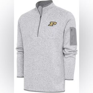 ANTIGUA PURDUE BOILERMAKERS MENS GREY FORTUNE LONG SLEEVE 1/4 ZIP PULLOVER